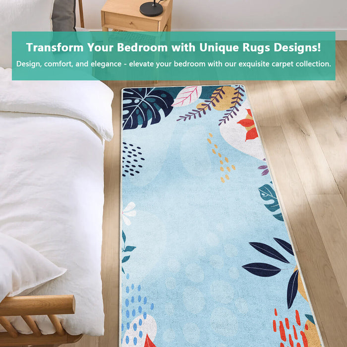 Airgugu Earth Garden Colorful Plant Blue Rug
