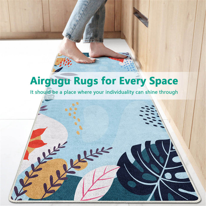 Airgugu Earth Garden Colorful Plant Blue Rug