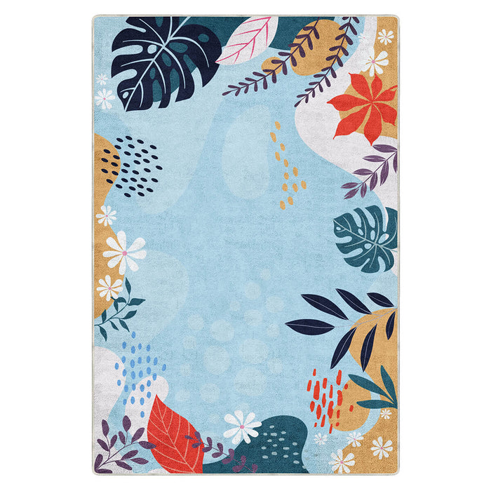 Airgugu Earth Garden Colorful Plant Blue Rug