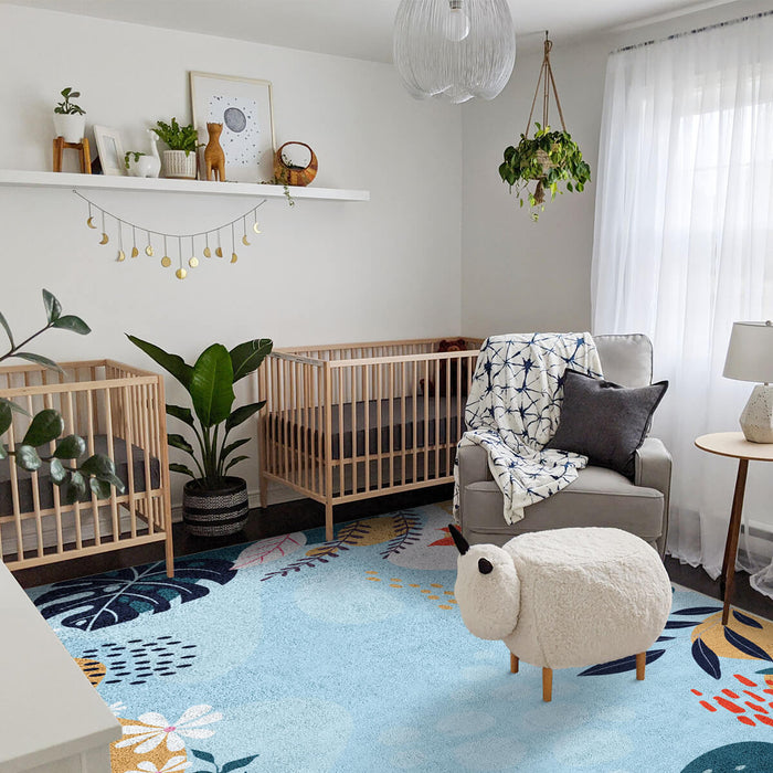Airgugu Earth Garden Colorful Plant Blue Rug