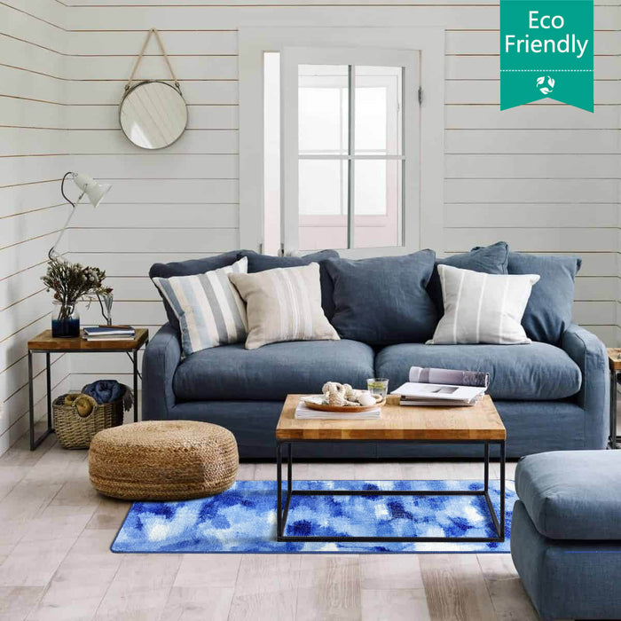 Airgugu Modern Minimalist Blue & White Ink Rug