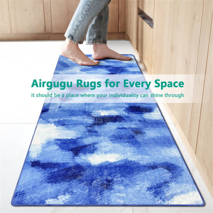 Airgugu Modern Minimalist Blue & White Ink Rug
