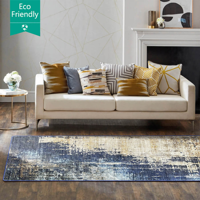 Airgugu Modern Minimalist Blue Brown Ink Rug