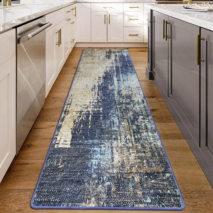 Airgugu Modern Minimalist Blue Brown Ink Rug