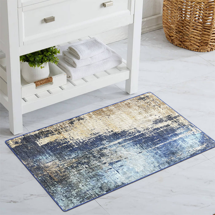 Airgugu Modern Minimalist Blue Brown Ink Rug