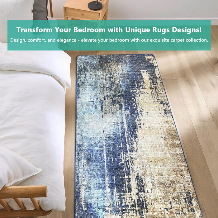 Airgugu Modern Minimalist Blue Brown Ink Rug