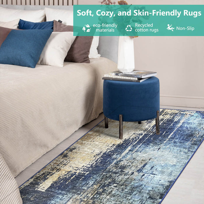 Airgugu Modern Minimalist Blue Brown Ink Rug