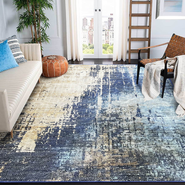 Airgugu Modern Minimalist Blue Brown Ink Rug