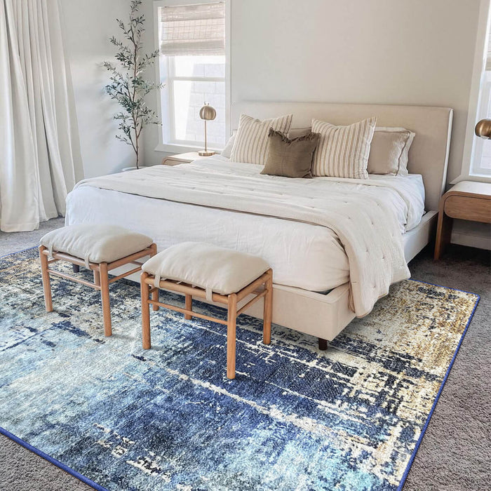 Airgugu Modern Minimalist Blue Brown Ink Rug