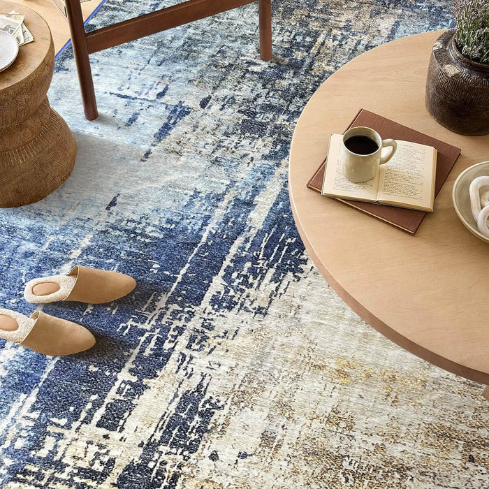 Airgugu Modern Minimalist Blue Brown Ink Rug
