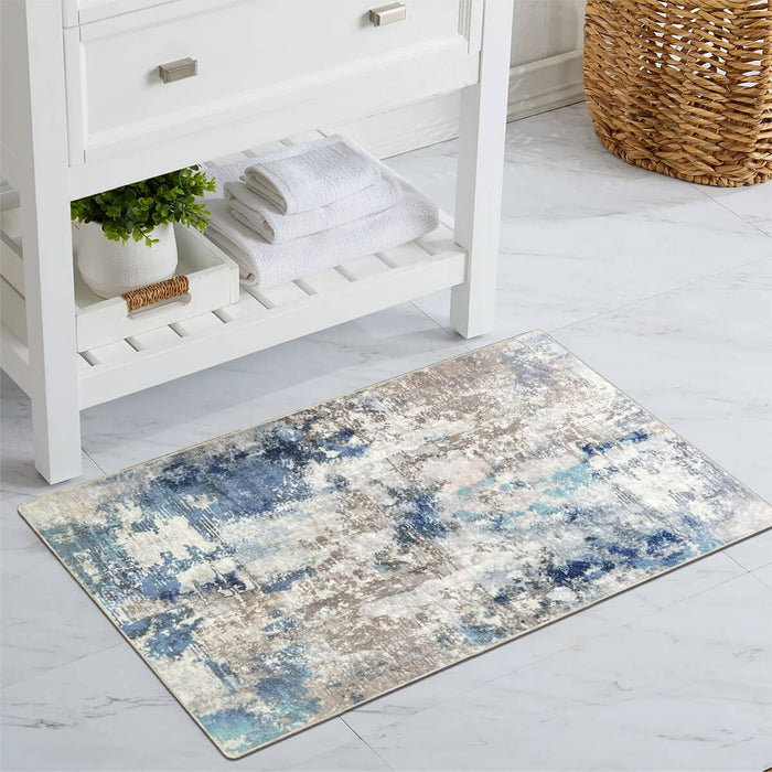 2x3 Gray & Blue Mosaic Rug