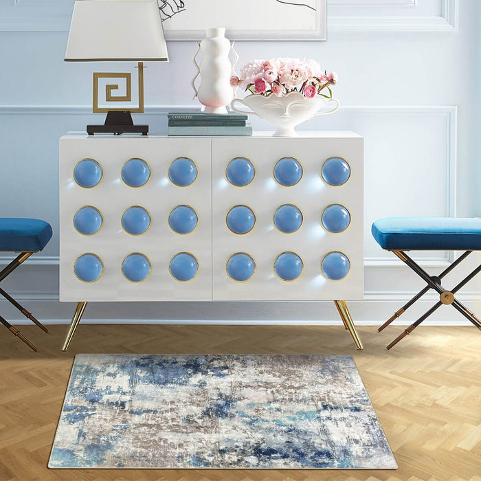 Airgugu Modern Minimalist Blue Gray Ink Rug