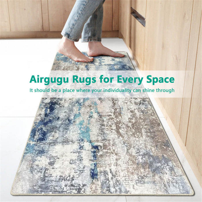 Airgugu Modern Minimalist Blue Gray Ink Rug