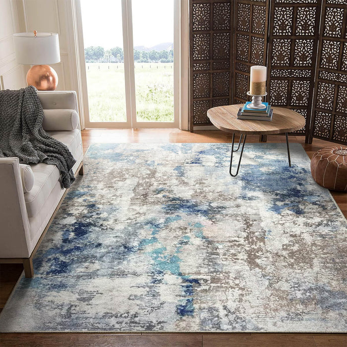 Airgugu Modern Minimalist Blue Gray Ink Rug