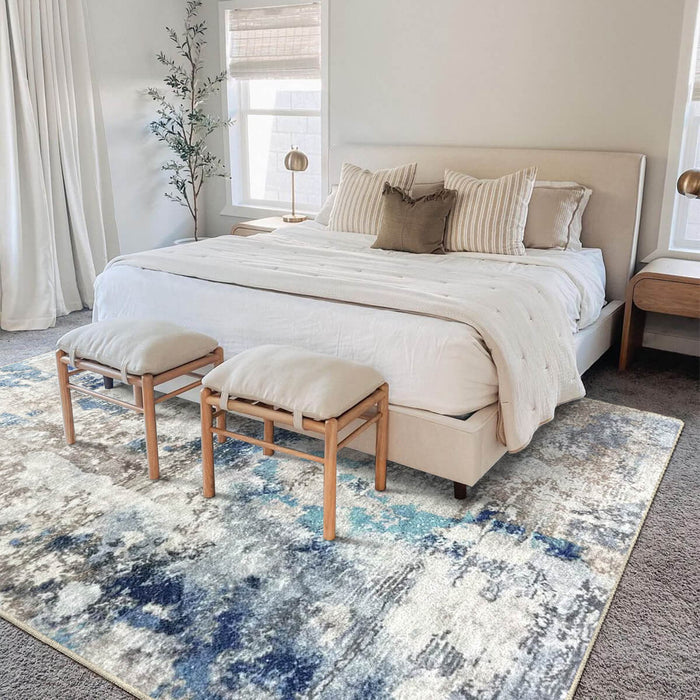 Airgugu Modern Minimalist Blue Gray Ink Rug