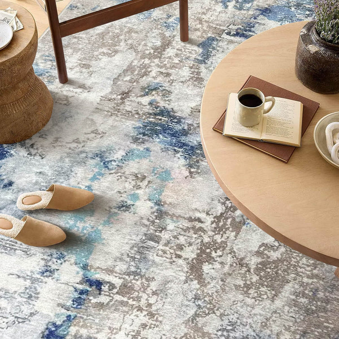 Airgugu Modern Minimalist Blue Gray Ink Rug