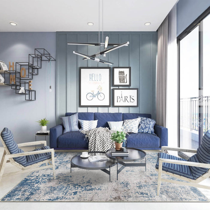 Airgugu Modern Minimalist Blue Peggy Washable Abstract Rug