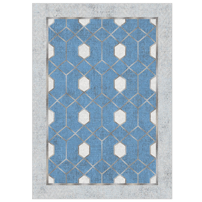 Airgugu Modern Minimalist  Blue Washable Bordered Area Rug