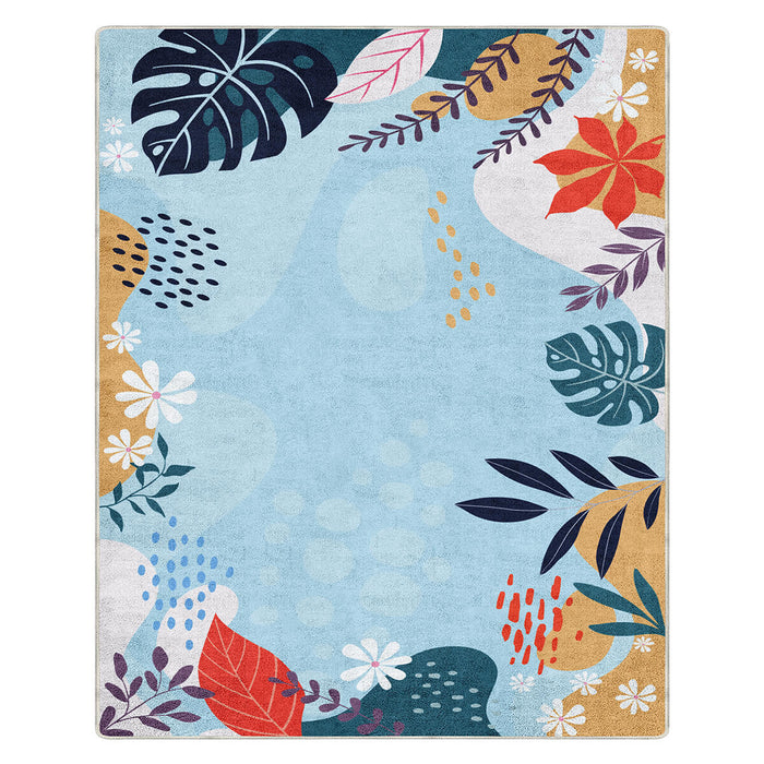 Airgugu Earth Garden Colorful Plant Blue Rug