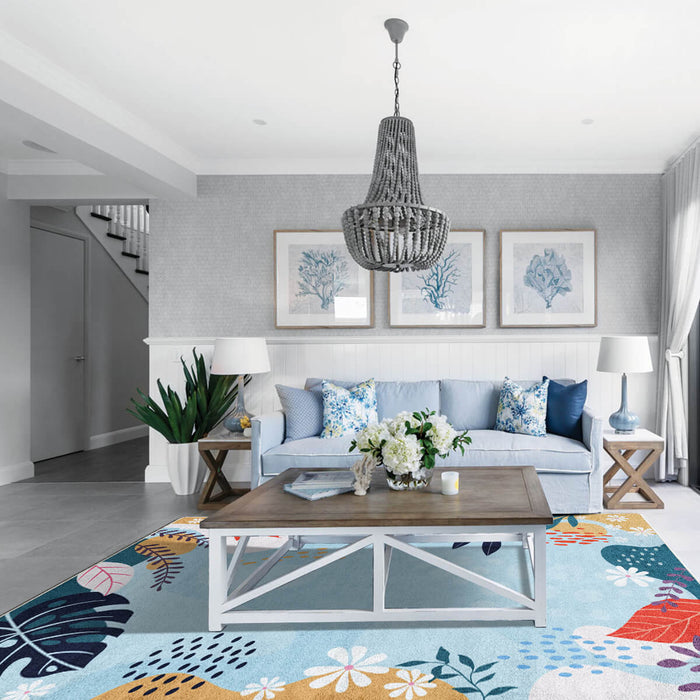 Airgugu Earth Garden Colorful Plant Blue Rug