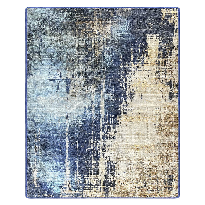 Airgugu Modern Minimalist Blue Brown Ink Rug
