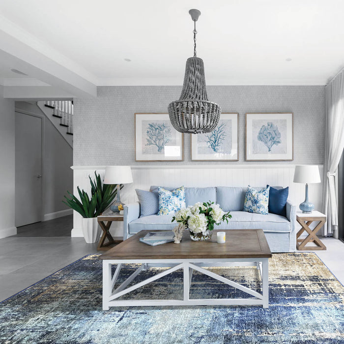 Airgugu Modern Minimalist Blue Brown Ink Rug