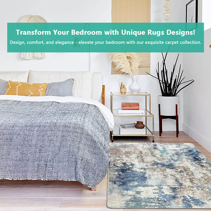 Airgugu Modern Minimalist Blue Gray Ink Rug