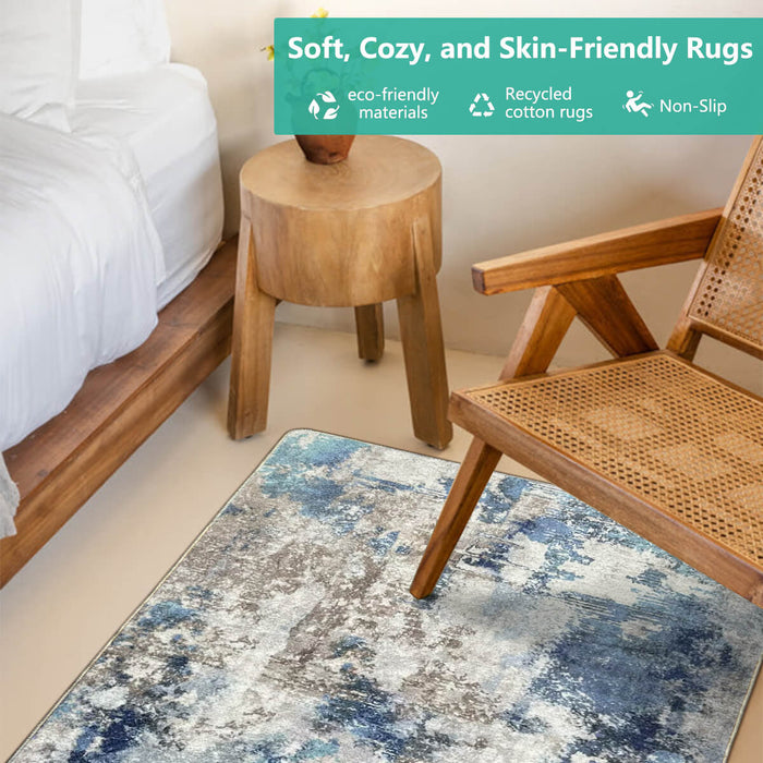 Airgugu Modern Minimalist Blue Gray Ink Rug