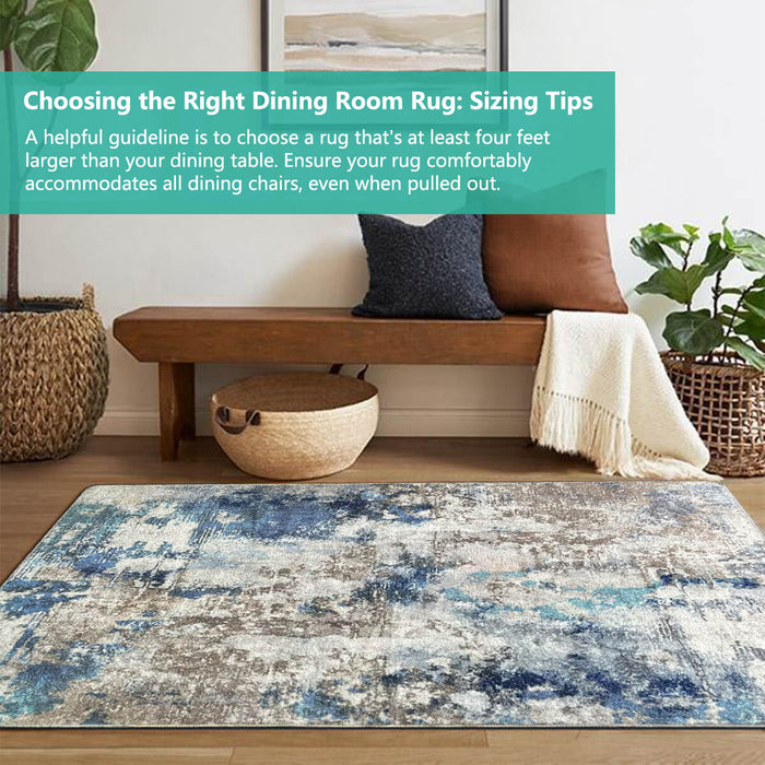 Airgugu Modern Minimalist Blue Gray Ink Rug