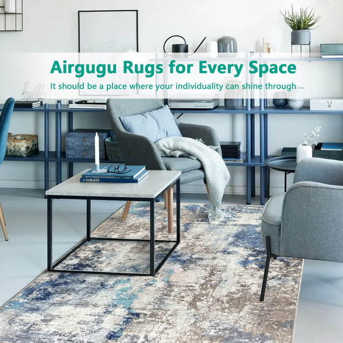 Airgugu Modern Minimalist Blue Gray Ink Rug