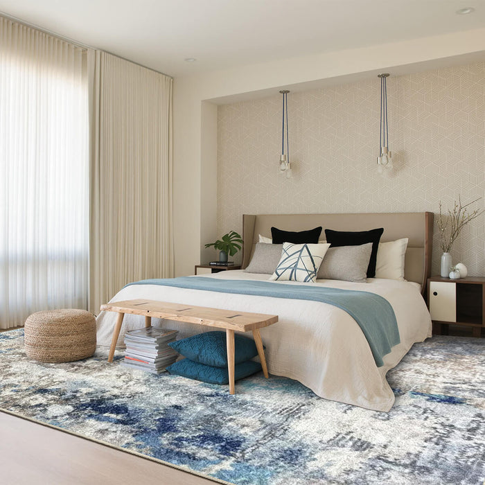 Airgugu Modern Minimalist Blue Gray Ink Rug