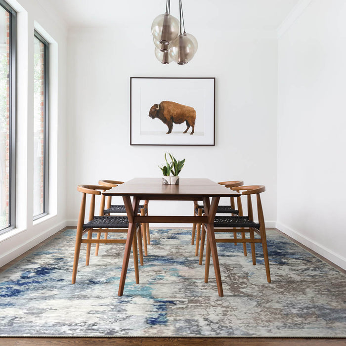 Airgugu Modern Minimalist Blue Gray Ink Rug