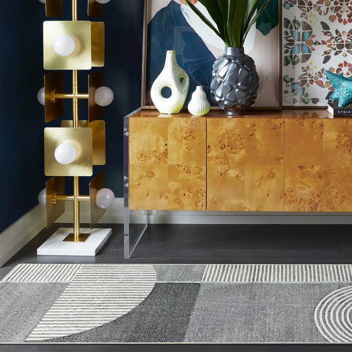 Airgugu Modern Minimalist Gray Striped Patchwork Rug