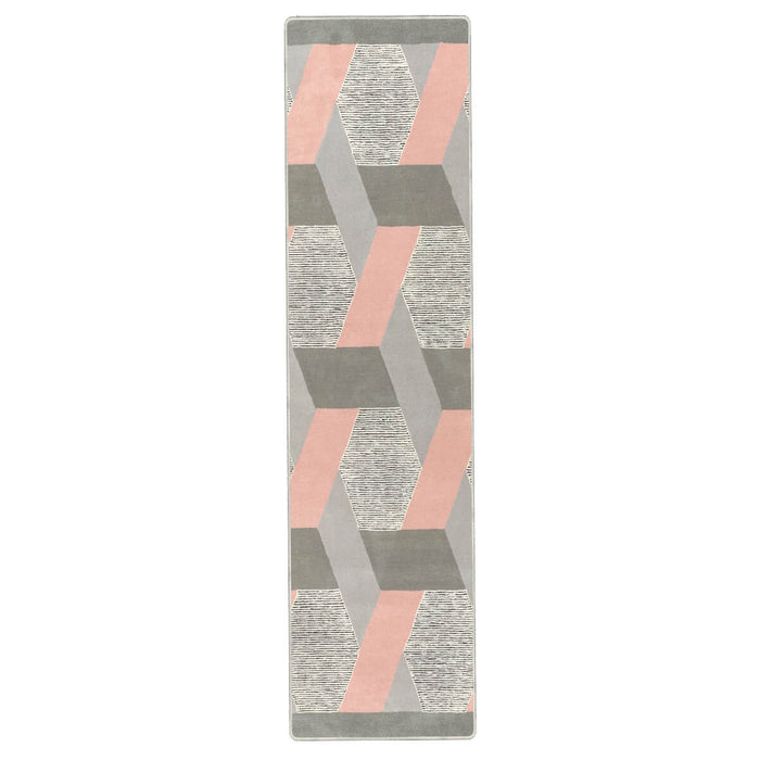 Airgugu Modern Minimalist Gray Pink Geometric Rug