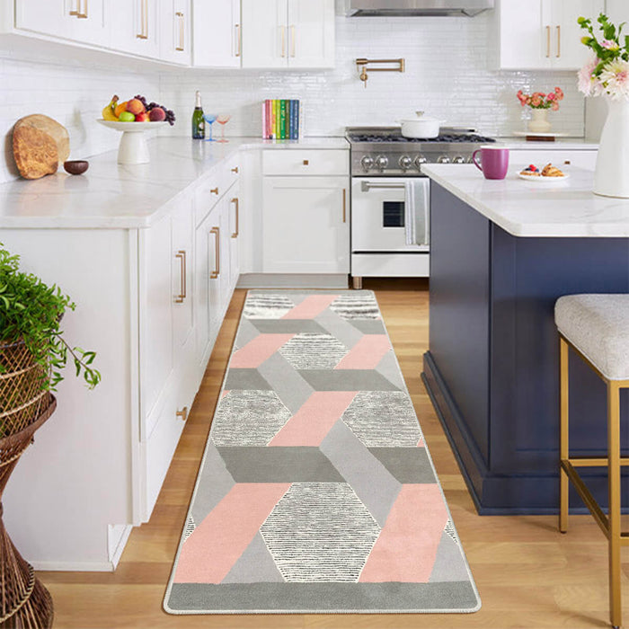 Airgugu Modern Minimalist Gray Pink Geometric Rug