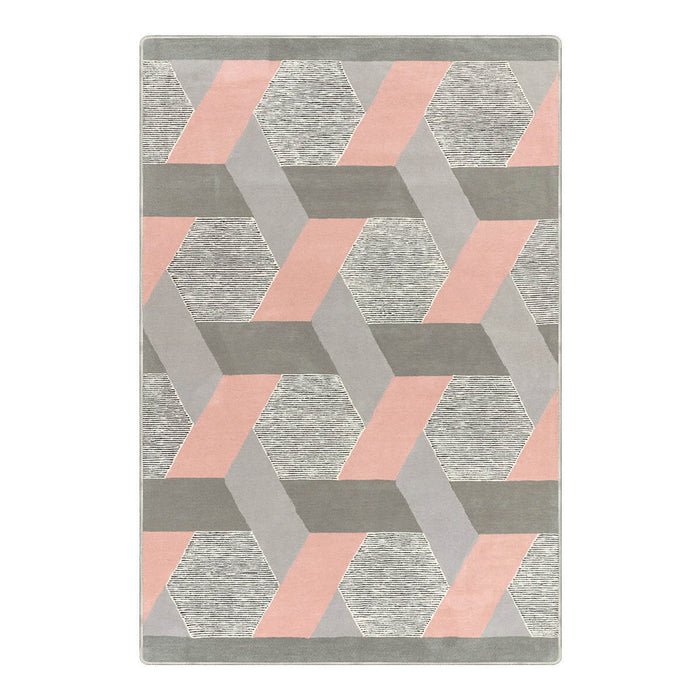 Airgugu Modern Minimalist Gray Pink Geometric Rug