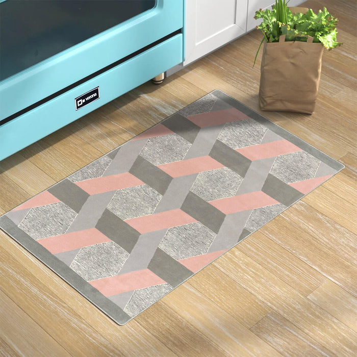 Airgugu Modern Minimalist Gray Pink Geometric Rug