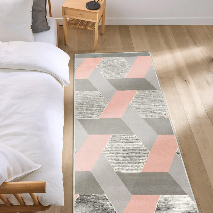 Airgugu Modern Minimalist Gray Pink Geometric Rug