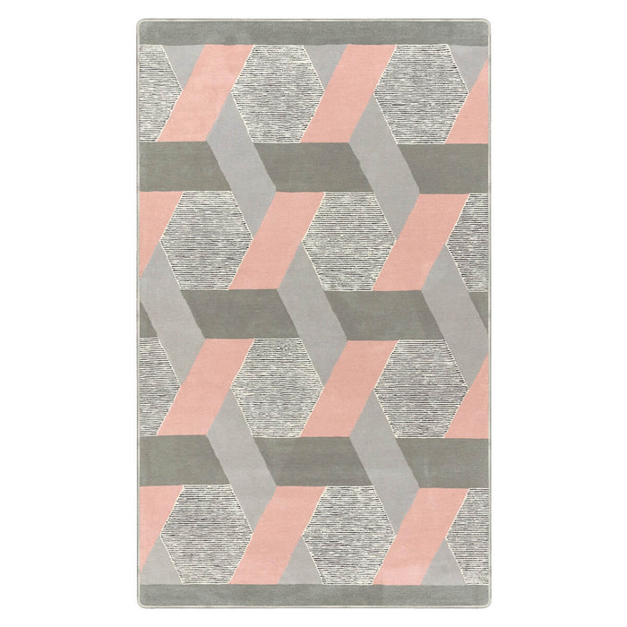 Airgugu Modern Minimalist Gray Pink Geometric Rug