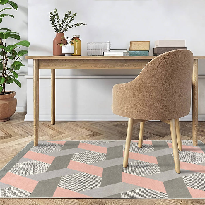 Airgugu Modern Minimalist Gray Pink Geometric Rug