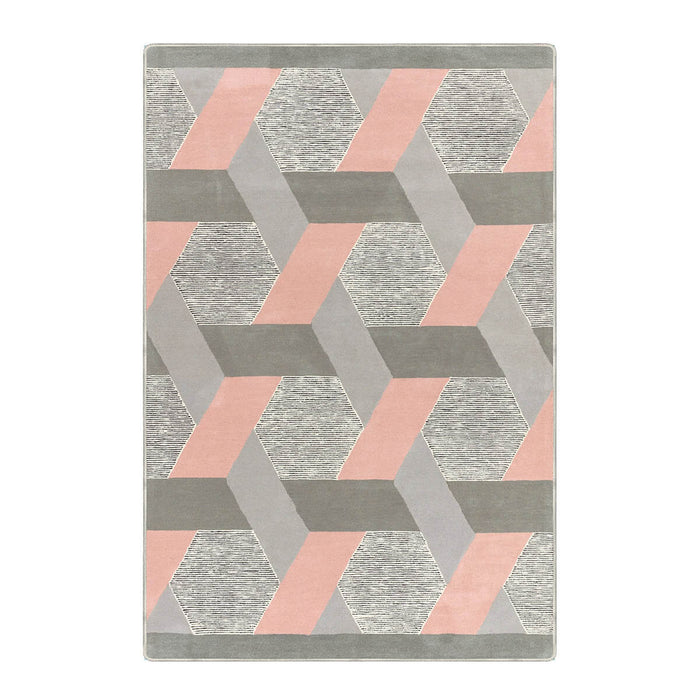 Airgugu Modern Minimalist Gray Pink Geometric Rug