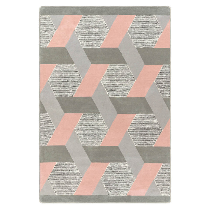 Airgugu Modern Minimalist Gray Pink Geometric Rug
