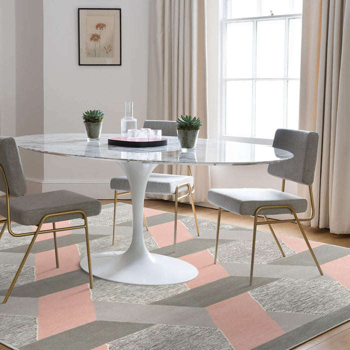 Airgugu Modern Minimalist Gray Pink Geometric Rug