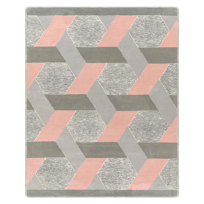 Airgugu Modern Minimalist Gray Pink Geometric Rug