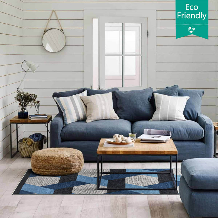 Airgugu Modern Minimalist Gray Blue Geometric Rug