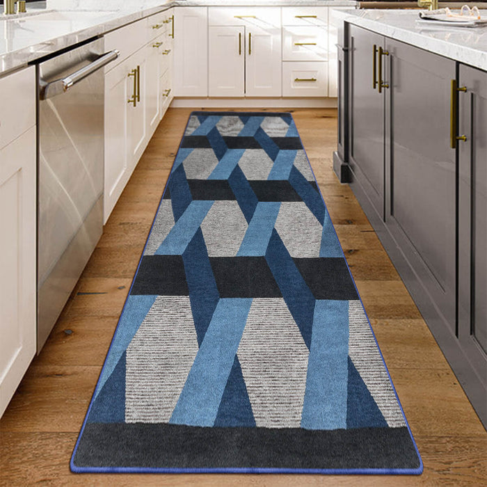 Airgugu Modern Minimalist Gray Blue Geometric Rug