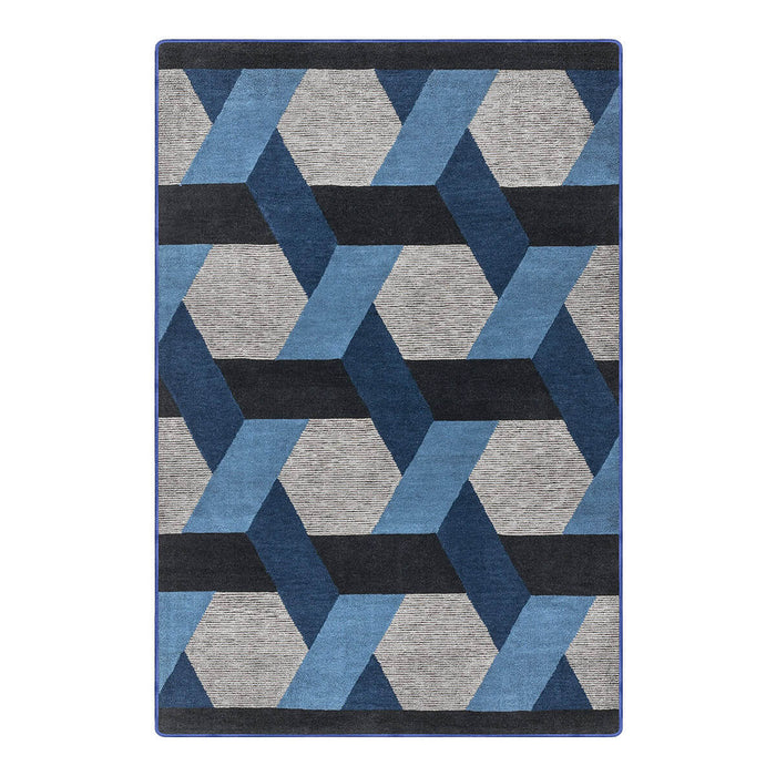 Airgugu Modern Minimalist Gray Blue Geometric Rug
