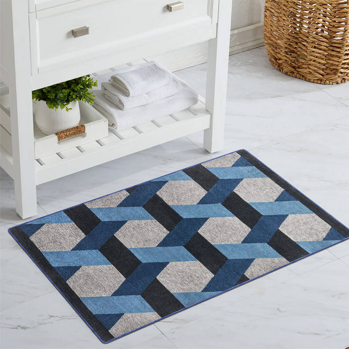 Airgugu Modern Minimalist Gray Blue Geometric Rug