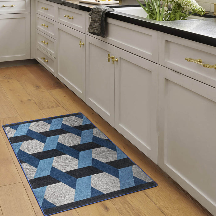 Airgugu Modern Minimalist Gray Blue Geometric Rug
