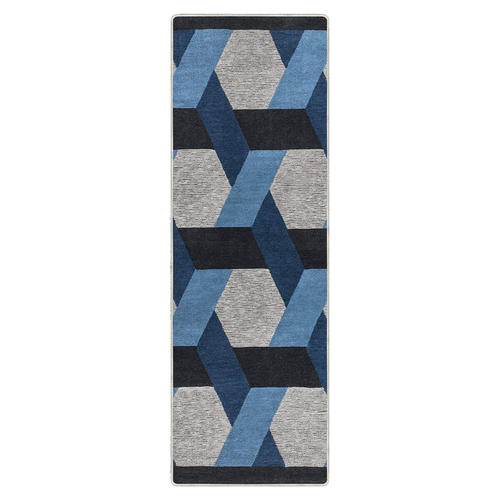 Airgugu Modern Minimalist Gray Blue Geometric Rug